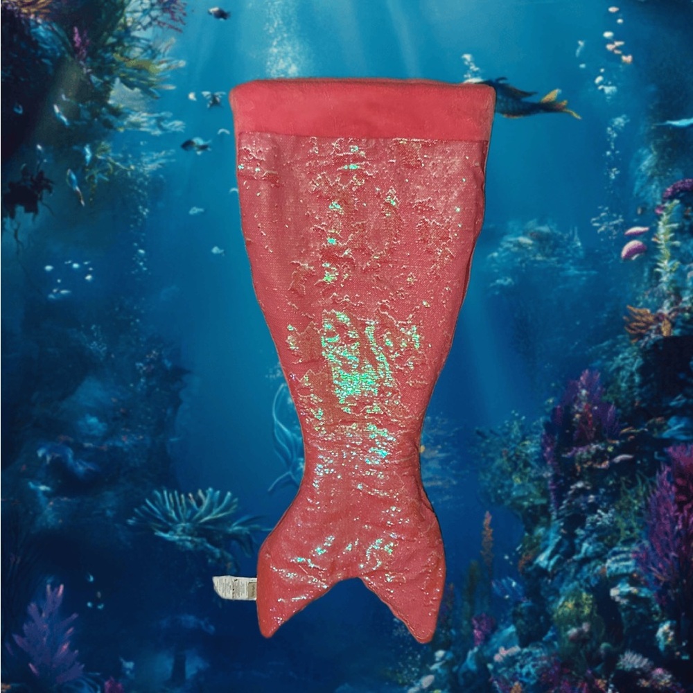 Cynthia Rowley Coral Iridescent Sequin Fleece Lined Mermaid Tail Sleeping Bag
